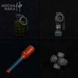 MechaNaka's Gunpla weapon - An assorted pack of grenades with 4 types.