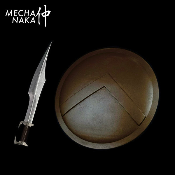 MechaNaka's Gunpla weapon - A miniature sword and shield combo inspired by those used by Spartan warriors.