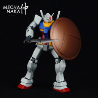 MechaNaka's Gunpla weapon - A miniature shield inspired by those used by Spartan warriors.