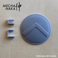 MechaNaka's Gunpla weapon - A miniature shield inspired by those used by Spartan warriors. Parts.