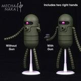 MechaNaka's Gunpla model kit - MS-39 Saku model kit. 
This model kit features two exchangeable eye types, two exchangeable right hands (one with gun and one without gun), and a upright standing base. Hand comparison.