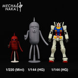 MechaNaka's Gunpla model kit - MS-39S Saku (Char's Version) model kit.
This model kit features two exchangeable eye types, two exchangeable right hands (one with gun and one without gun), and a upright standing base. Size comparison.