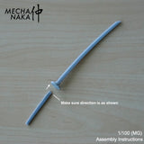 MechaNaka's Gunpla weapon - A miniature wooden training katana, often used by swordsmanship practitioners. Assembly instructions. (MG)