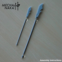 MechaNaka's Gunpla weapon - A miniature Guandao / Guan Dao, also called a Crescent Moon Blade; a single-bladed polearm famously used by Guan Yu, a legendary general from the Three Kingdoms period of ancient China. Assembly instructions.