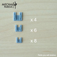 MechaNaka's Gunpla Detail Parts - An assorted pack of panel detail parts with three sizes. Pack includes 8 S size, 6 M size, and 4 L size panels. Parts you will receive.