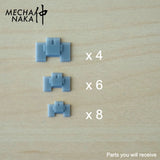MechaNaka's Gunpla Detail Parts - An assorted pack of panel detail parts with three sizes. Pack includes 8 S size, 6 M size, and 4 L size panels. Parts you will receive.
