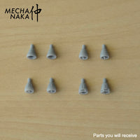 MechaNaka's Gunpla Detail Parts - An assorted pack of verniers / thrusters of the same size in 4 styles. Pack includes 4 pairs of different style verniers in the size of your choice. Parts you will receive.